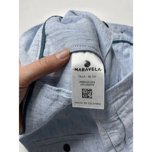 Maravela Beachwear Mens 36 Light Blue Lightweight Linen Blend Chino Shorts $280 - Picture 8 of 10